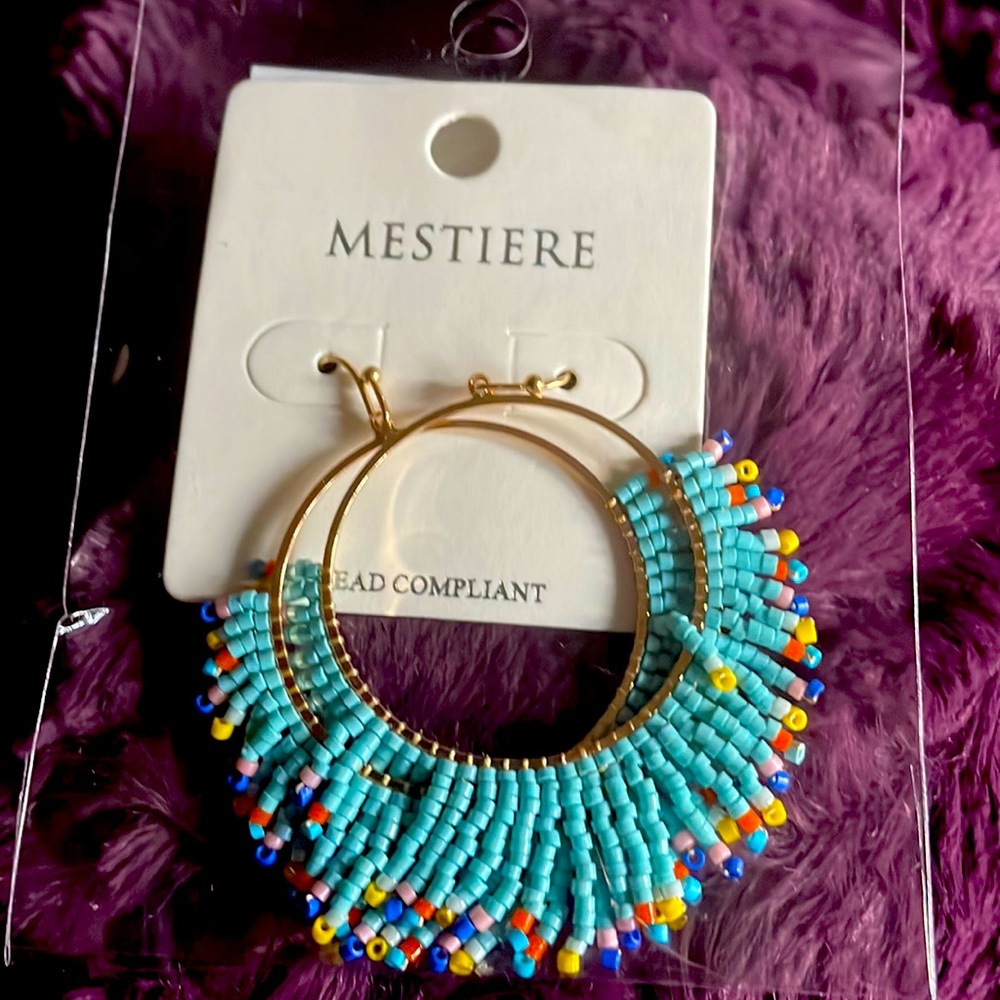 ⭐️💫NEW MULTI COLORED SEED BEED DANGLE HOOPS ⭐️💫